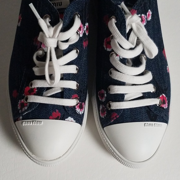 Miu Miu Denim Fashion Sneakers, Size 7.5 - Picture 5 of 7